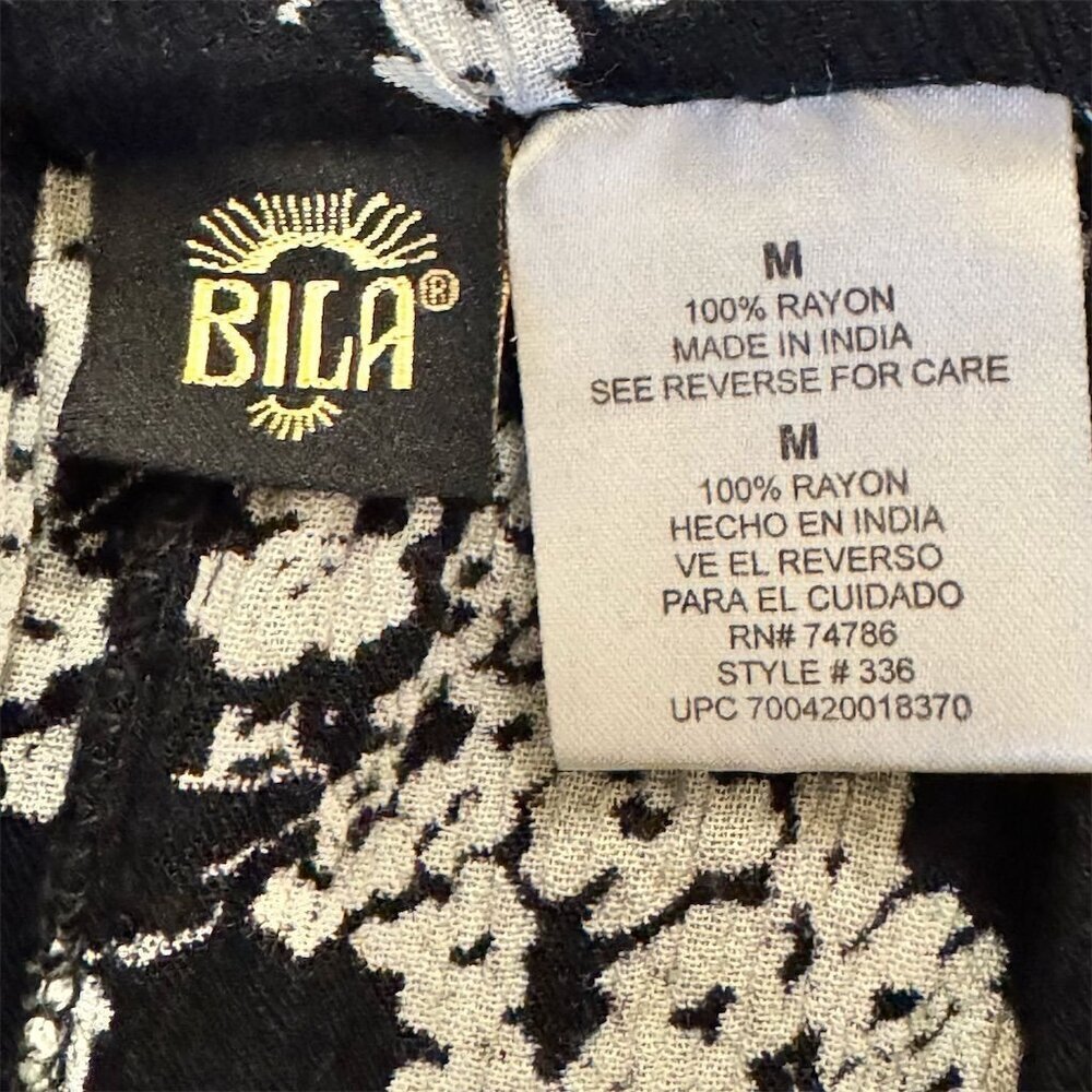 Bila Women's Black & White Floral Knee Length Skirt Size M Casual Formal - Picture 3 of 4